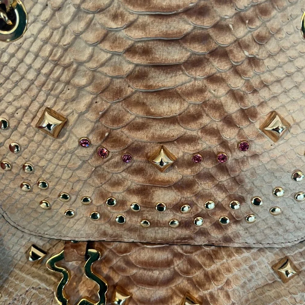 TOUS -- Python Crossbody Bag -- Gold Chain -- Animal Print -- Dust Bag - Picture 8 of 10